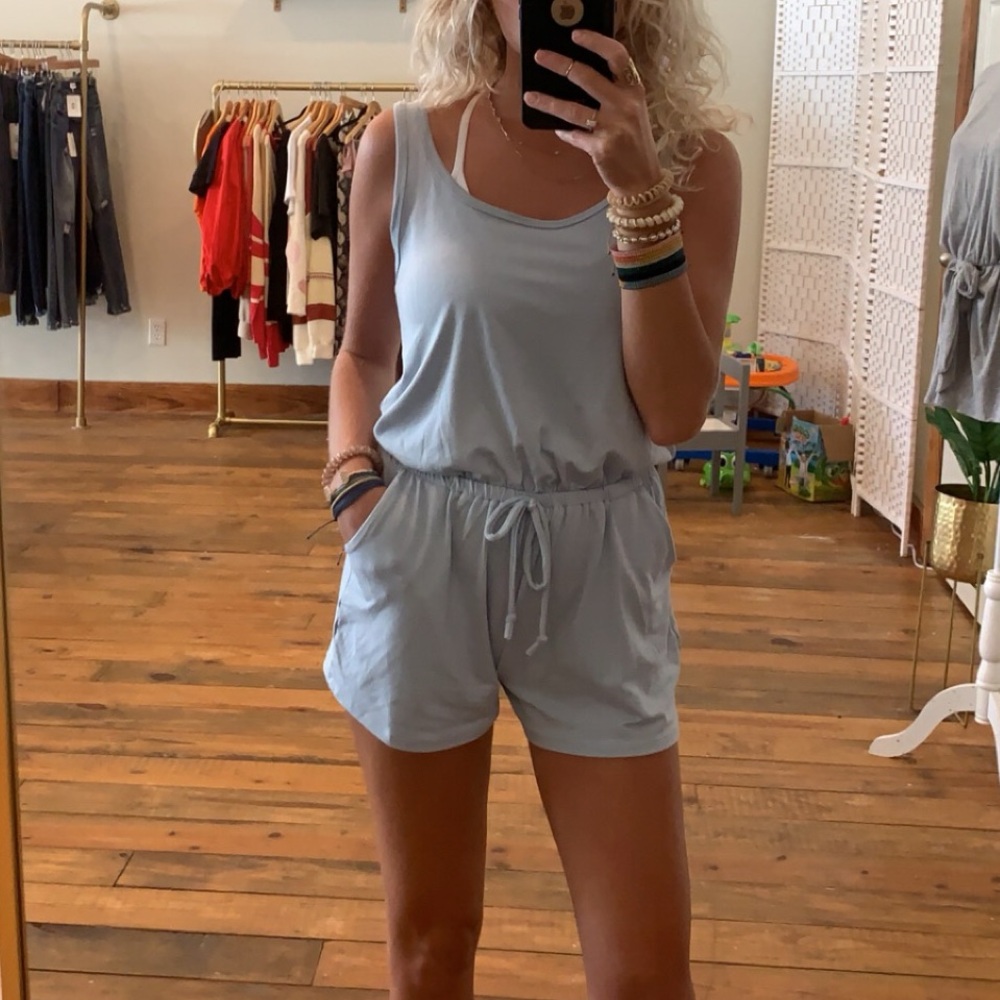 dusty blue romper
